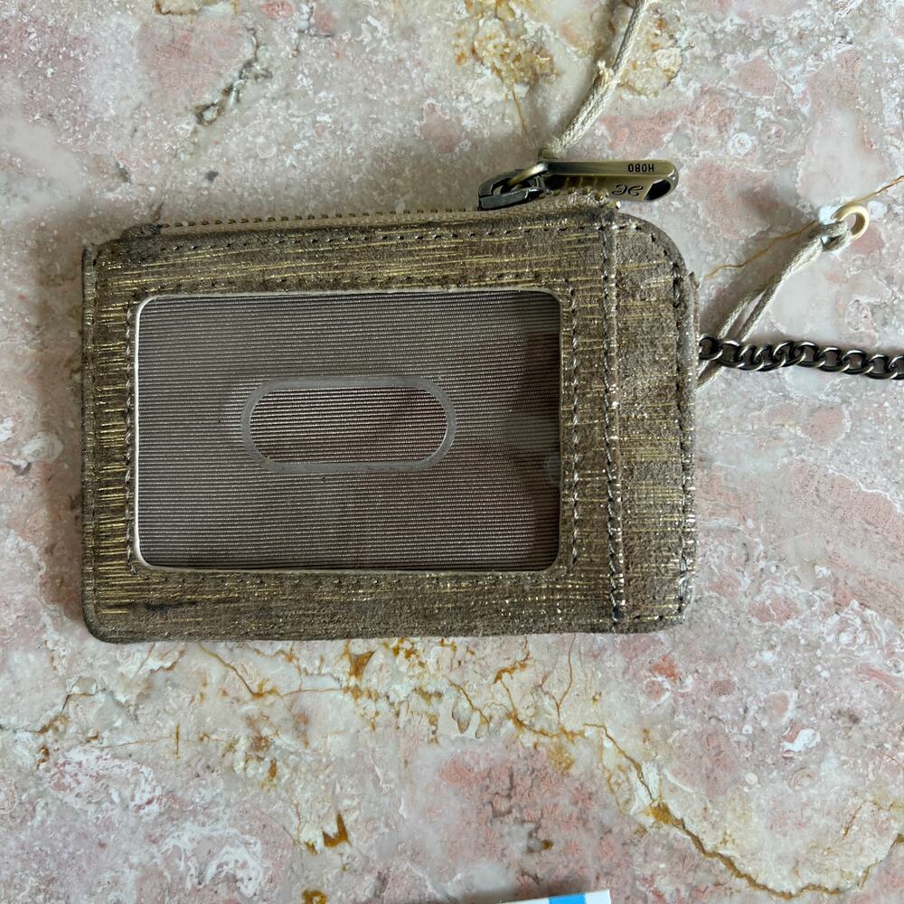 HOBO Kai Card Holder Case Gold Metallic Leather - Picture 3 of 11